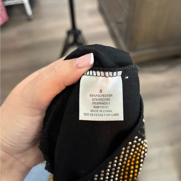 Romeo & Juliet Couture Black Gold and Silver Studded Mini Skirt Side Zipper Sm - Picture 6 of 6